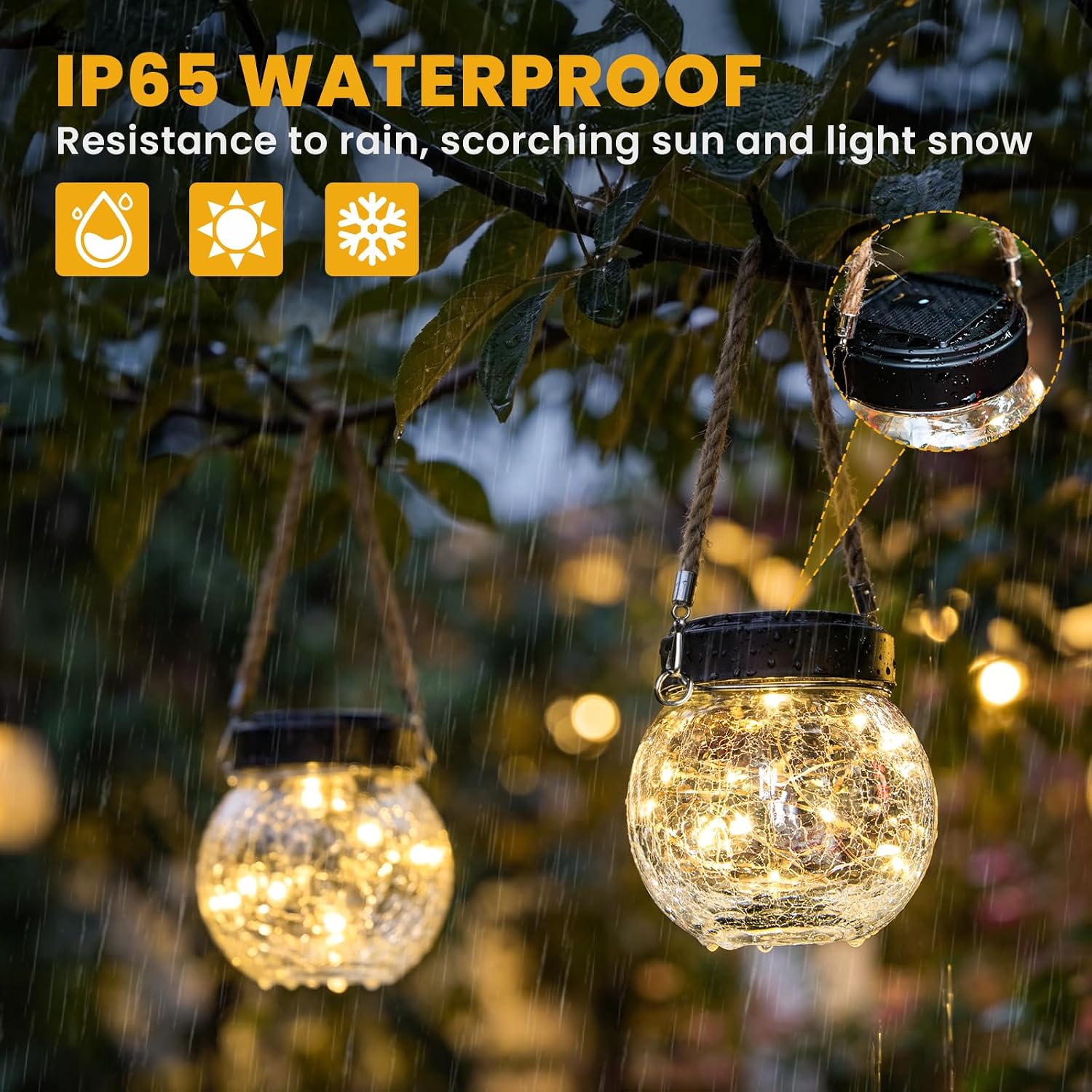 ROSHWEY 4 Pack M Size Solar Lantern Gifts for Women, Hanging Garden Decor Solar Lights Outdoor Waterproof with 15 LED for Halloween Christmas Easter Gift