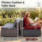 NICESOUL 18 Piece Outdoor Patio Furniture Set with Fire Pit and Chaise Lounge, 500 lbs High Weight Capacity Outdoor Sectional with Fire Pit, 14-Seat Deep Seating Sectional, Grey & Burgundy