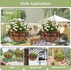Coco Liners for Planters, 5 Pack 14 Inch Round Hanging Basket Liners, 100% Natural Coconut Fiber Replacement Liners for Hanging Baskets Planters Flowers