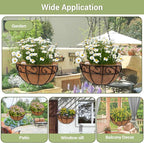 2 Pack 12 inch Metal Hanging Baskets for Plants Outdoor, Hanging Planters Basket with Coco Liners, Hanging Baskets Flower Pots for Garden, Patio, Deck, Porch Plants