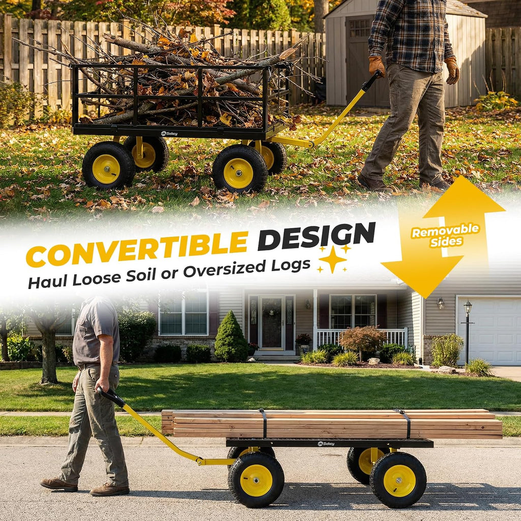 sekey 12 cu ft steel garden cart, 1600, side view