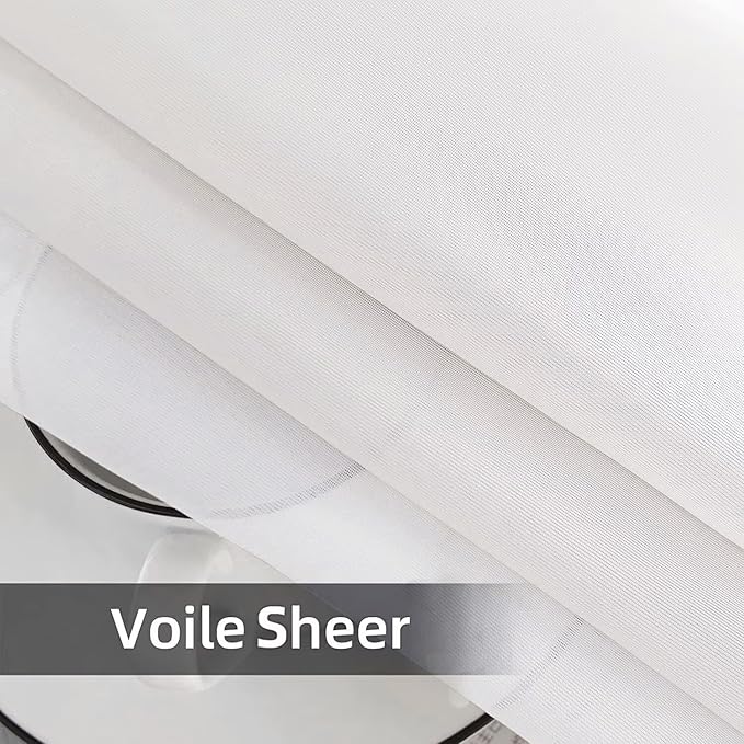 SpaceDresser Waterproof Outdoor Sheer Curtains for Patio - 2 Panels Rod Pocket Indoor Voile Sheer Curtain for Living Room,100W x 120L inch, White