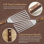 Lamson Slotted Fish Spatula – Flexible Stainless Steel Turner with Walnut Handle | Right-Hand Chef's Frying and Grilling Turner, 3" x 6", Made in USA