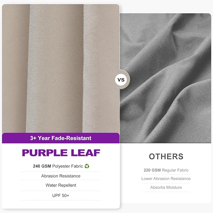 PURPLE LEAF 10 Feet Patio Umbrella Outdoor Cantilever Solar Powered LED Swivel Square Umbrella Aluminum Offset Umbrella with 360-degree Rotation for Garden Deck Pool Patio, Beige