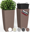 Mueller Janska M-Resin Heavy Duty Tall Planter, Indoor/Outdoor Grande Plant, Tree, Flower Pot, 2-Piece Set, 27.5”, Modern Design, Built-in Drainage, Mocha
