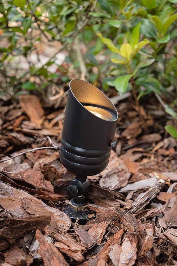 VOLT Fat Boy 12V Brass Outdoor Spotlight (Black) for Low Voltage Landscape Lighting of Yard, Lawn, Garden, Patio, Trees & House