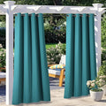 NICETOWN 2 Panels Outdoor Patio Curtains Waterproof 84 inches Long, Rustproof Grommet Gazebo Curtains Thermal Curtains Indoor Outdoor Window Drapes for Porch/Pergola, Peacock Teal, W52 x L84