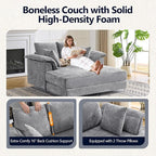 VINGLI Modern Floating Chaise Lounge Chair with Acrylic Legs, Upholstered Cushion Deep Seat Lounge Sofa with Iron-Wood KD Frame, Pillow Armrest, Accent Chair for Living Room, Play Room Apartment