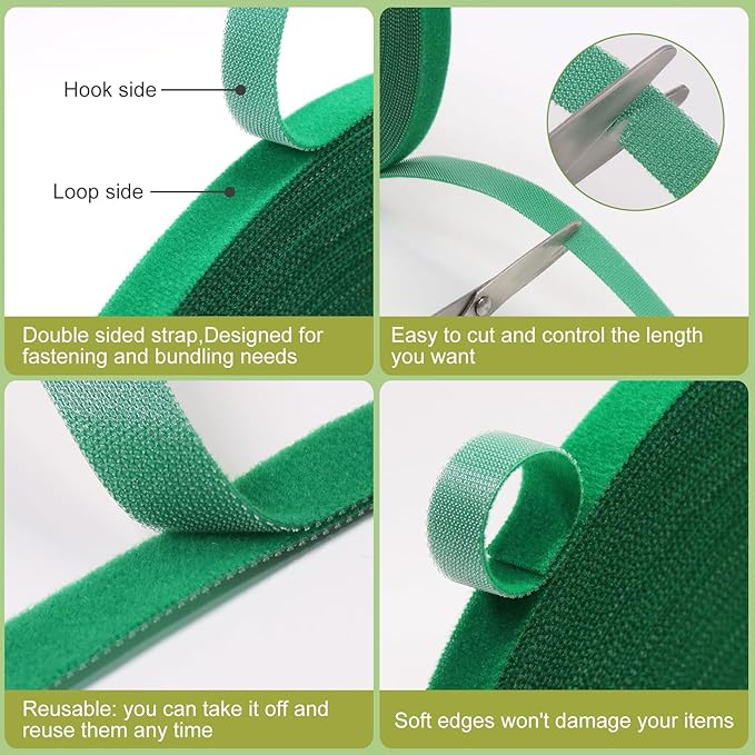 SumDirect Plant Tape 100 ft Plant Ties for Climbing Plants Garden Twist Ties Plants Adjustable Green Garden Tape for Plants, Flowers, Vines and Tree (100 ft x 1/2 in)