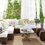 RYB HOME Sheer Outdoor Curtains - 2 Panels Waterproof Curtains White Sheer Privacy Linen Look Voile Drapes for Porch Pavilion Garden Lawn Corridor Sun Room Decor, 2 Tiebacks, W 54 x L 108 inch Long
