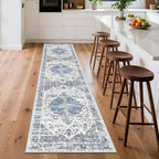 Ileading Washable Hallway Runner Rugs, 2x8 Non Slip Runners Area Rug for Entryway Kitchen Bathroom Bedroom Laundry Living Room, Long Narrow Low-Pile Floor Carpet Boho Vintage Throw Mat for Kids Room