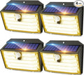 CLAONER Solar Lights Outdoor [𝟒 𝐏𝐚𝐜𝐤/126 LED], Wireless Motion Sensor Lights, IP65 Waterproof Security Lights 3 Modes, 270° Lighting Angle, Ultra-Bright Wall Lights for Deck Patio Fence Garage