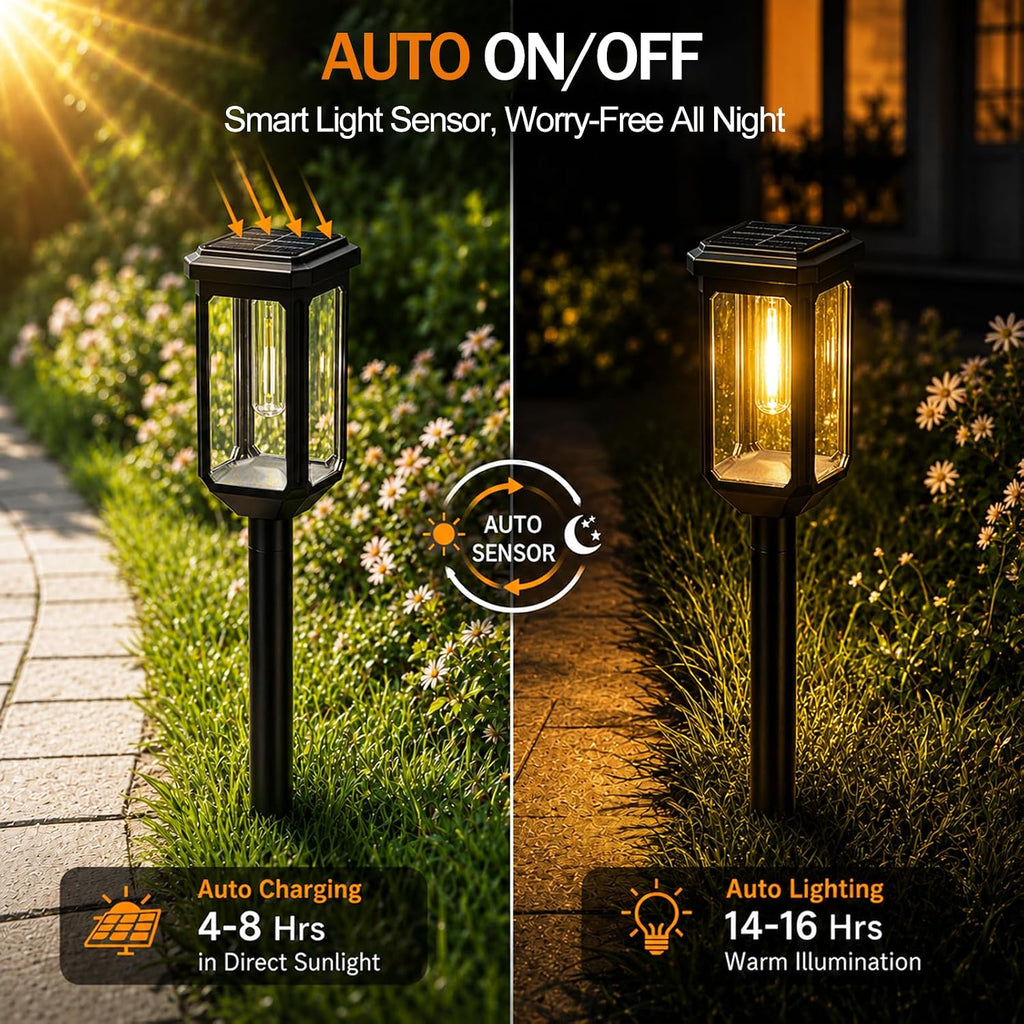 Tenmiro Solar Pathway Lights Outdoor 8 Pack, Bright Solar Garden Lights | IP65 Waterproof Shatterproof, Auto On/Off Landscape Lighting for Yard Lawn Patio Walkway Driveway Decor 3000K