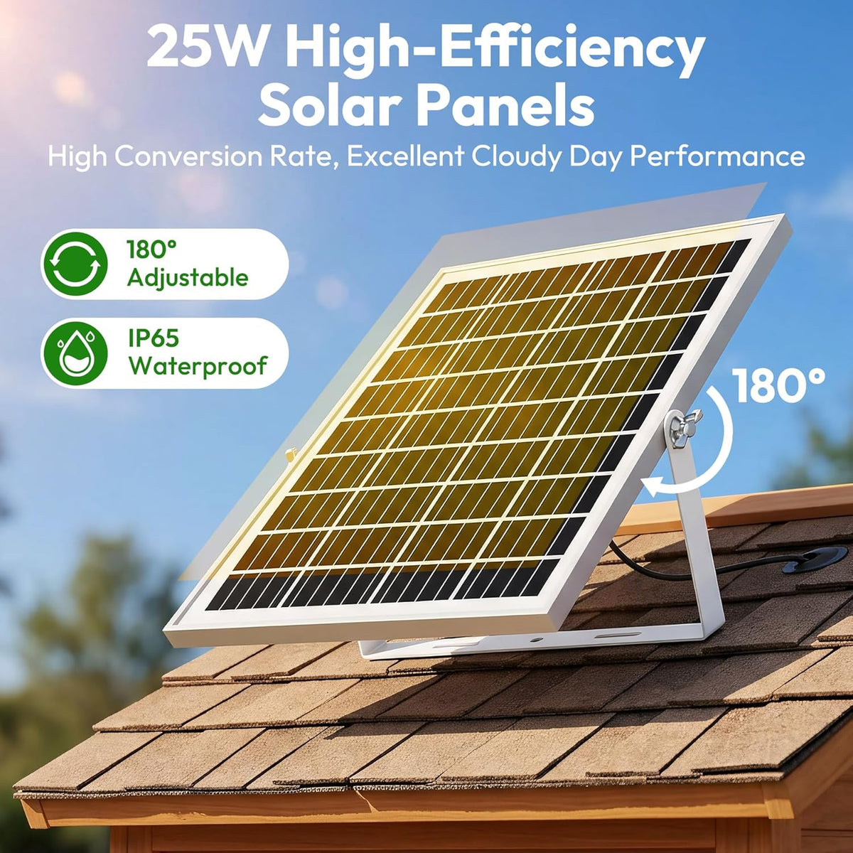 solar powered fan with 7500mah battery, solar exhaust, side view
