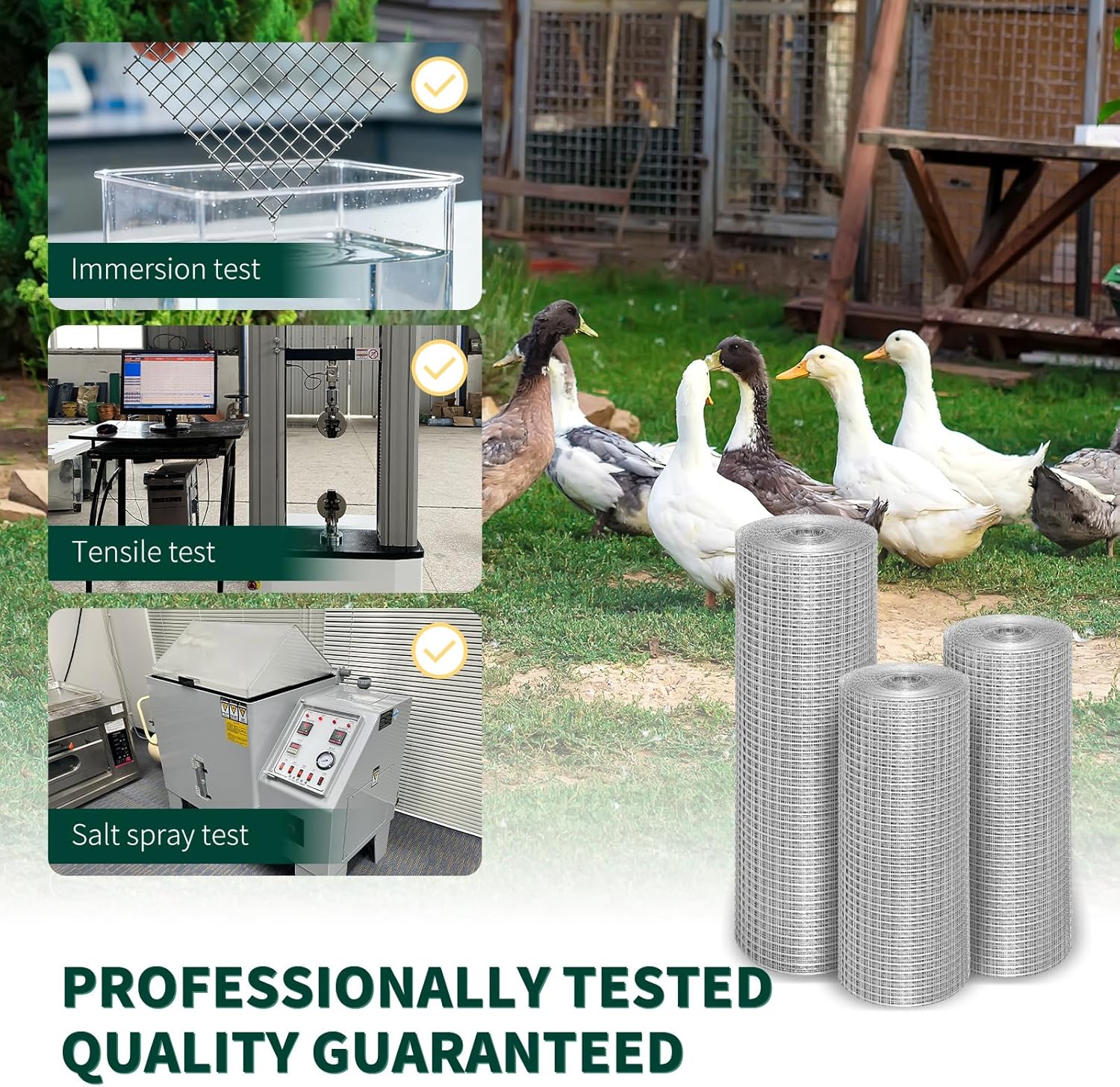 Hardware Cloth 1/2In 16inx50ft 19 GA Chicken Wire Fencing Roll | Double-Layer Hot-dip galvanized, welded wire mesh. For poultry netting, garden fencing, tree guards, animal enclosures.