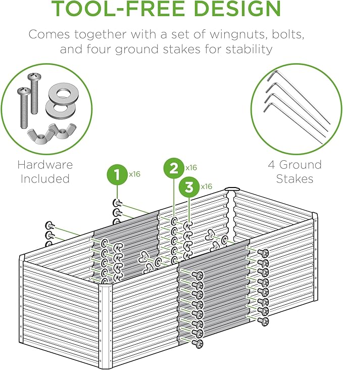 Best Choice Products 4x2x2ft Outdoor Metal Raised Garden Bed, Deep Root Box Planter for Vegetables, Flowers, Herbs, 119 Gallon Capacity, 100% Non Toxic Materials - Wood Grain