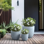 Kante 18",14",10" Dia Concrete Round Planters (Set of 3), Outdoor Indoor Large Planter Pots with Drainage Hole and Rubber Plug for Home Patio Garden, Gray