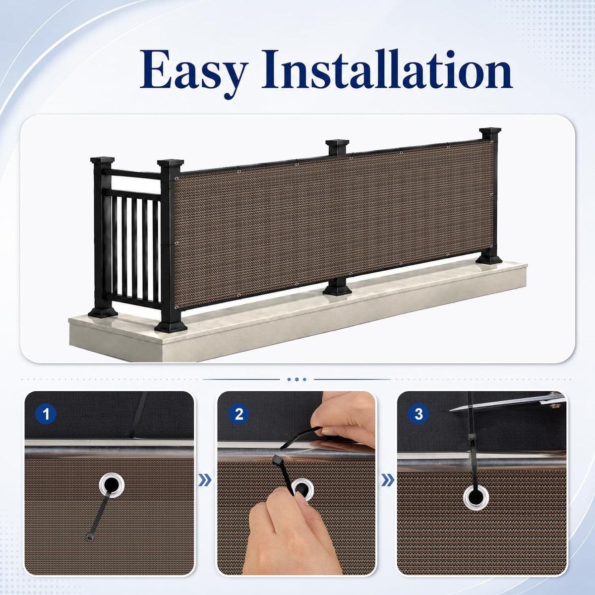 3' x 16' brown balcony privacy screen, package contents