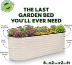 Plant & Plot Galvanized Raised Garden Beds Outdoor // 8×2×2 ft Planter Raised Beds for Gardening, Vegetables, Flowers // Large Metal Garden Box (White) // Patented Tool-Free Design