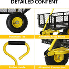 steel garden cart, 2-in-1 heavy duty utility wagon, close-up detail