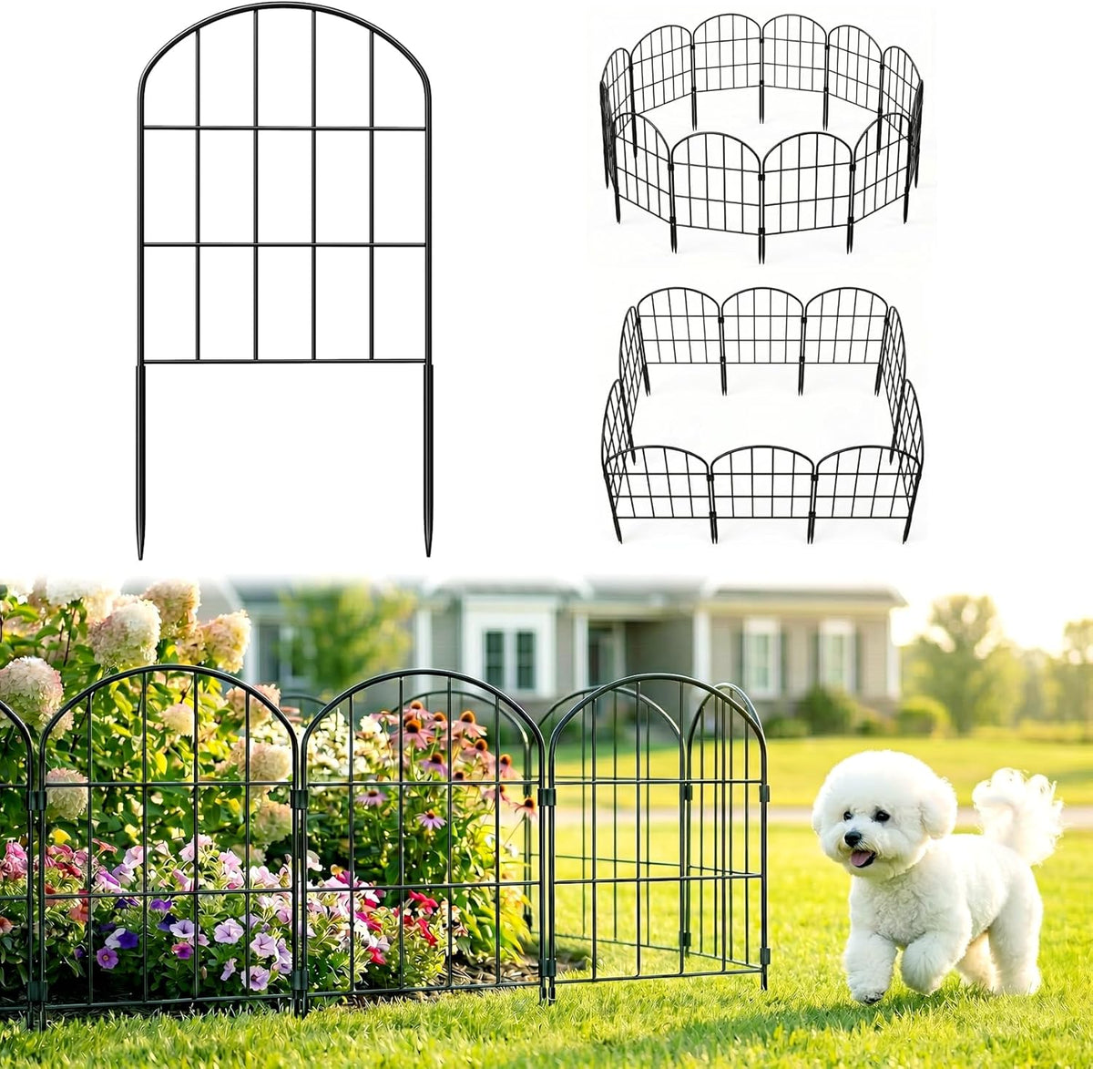 20.58ft (l) x 24in (h) decorative garden fence, main product view