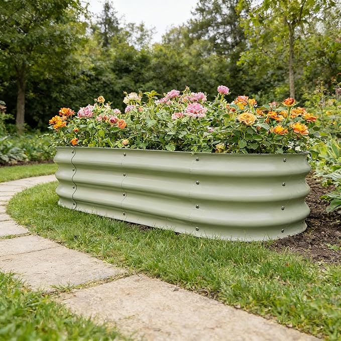 Gardmax 2 Pack Galvanized Raised Garden Bed, Lightweight Planter Boxes Outdoor with Easy Assembly, Large Garden Bed for Vegetables, Fruits, Flower