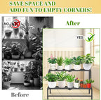 2 Tier Plant Stand Indoor Outdoor, Heavy Duty Metal Tall Plant Shelf for Multiple Flower Planter Holder, Ladder Pot Display Rack for Patio Garden Corner Balcony Living Room (Black)