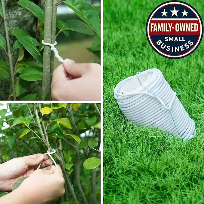 Decoroca Soft Plant Ties for Support - 65.6' Reusable Waterproof Plant Wire, Garden Twist, Office Organization and Decoration Binding（2pcs/White）
