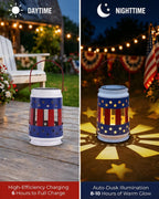 Patriotic Hanging Solar Lantern Outdoor: Red White Blue Lights | Decorations for 250th Anniversary Memorial Day, 4th of July Fathers Day Gifts, Home Garden Yard Lawn Decor