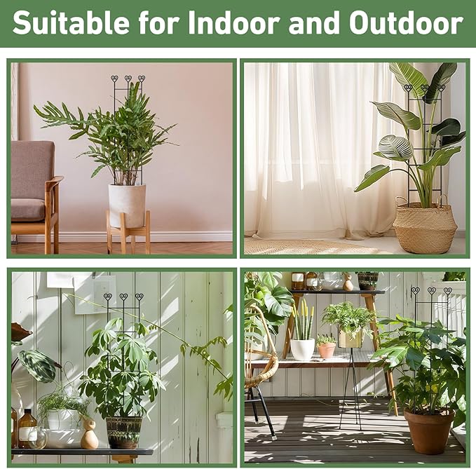 32in Large Indoor Plant Trellis for Climbing Plants, Expandable Metal Garden Trellis for Potted Plants, Tall Plant Supports for Ivy Pothos Hoya Monstera, 4p