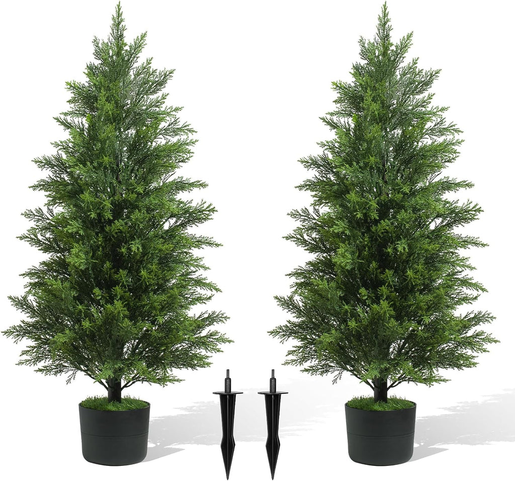 aokiie 3ft artificial cedar tree for outdoors, uv, main product view