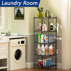REGILLER 5-Wire Shelving Metal Storage Rack Adjustable Shelves,Standing Storage Shelf Units for Laundry Bathroom Kitchen Pantry Closet(Black,11.8" D x 16.6" W x 53.5" H)