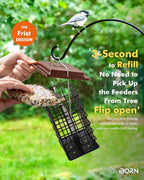 iBorn Double Suet Feeder for Outside Hanging,Weatherproof Suet Feeders,Suet Holder with Taller Grid for Woodpecker, Suet Cage Bird Feeders for Outdoors (Coffee, 6 Inch,1 Pack)