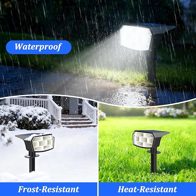 Sucolite 8-Pack Solar Spot Lights Outdoor Waterproof IP65, 3 Lighting Modes 2-in-1 Solar Landscape Spotlights for Yard, 59 LED Solar Powered Wall Lights for Garden Pathway Driveway Walkway, Cool White