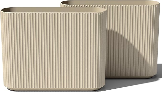 Veradek Demi Series Span Planter for Front Porch, Patio, Backyard | Durable Plastic-Stone Composite Material | Modern Décor for Shrubs, Flowers