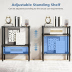 DUMOS 3-Tier Metal Wire Storage Shelves, Adjustable Standing Storage Rack Shelf, Heavy Duty Steel Shelving Unit Organizers for Kitchen Bathroom Pantry Garage, 23.2" W×13.4" D×30.3" H, Black