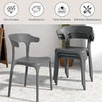 VECELO 4 Pack Plastic Stacking Chairs, Stackable Dining Chairs for Kitchen Restaurant Patio, Portable Indoor Outdoor Use, No Assembly Required, Gray