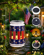 Patriotic Hanging Solar Lantern Outdoor: Red White Blue Lights | Decorations for 250th Anniversary Memorial Day, 4th of July Fathers Day Gifts, Home Garden Yard Lawn Decor