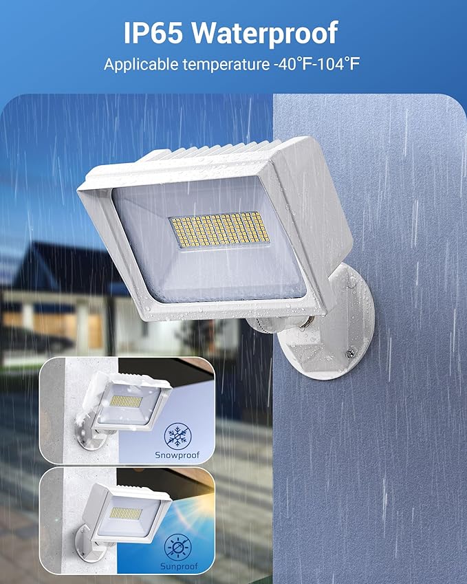 DEWENWILS 2-Pack 65W Flood Lights Outdoor, 6670 LM Super Bright Security Light Switch Controlled, IP65 Waterproof, 5000K LED Flood Light Outdoor for Yard, Garage, Garden, UL Listed