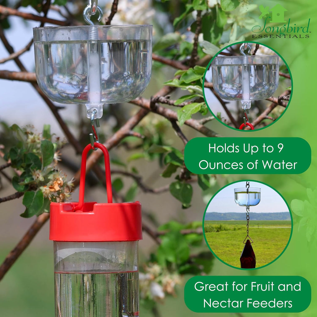 Nectar Protector Junior Bird Feeder Protection - Clear | See-Through Bowl Shows Water Level at a Glance - Compact Ant Moat Hangs Between Hook and Feeder to Protect Nectar