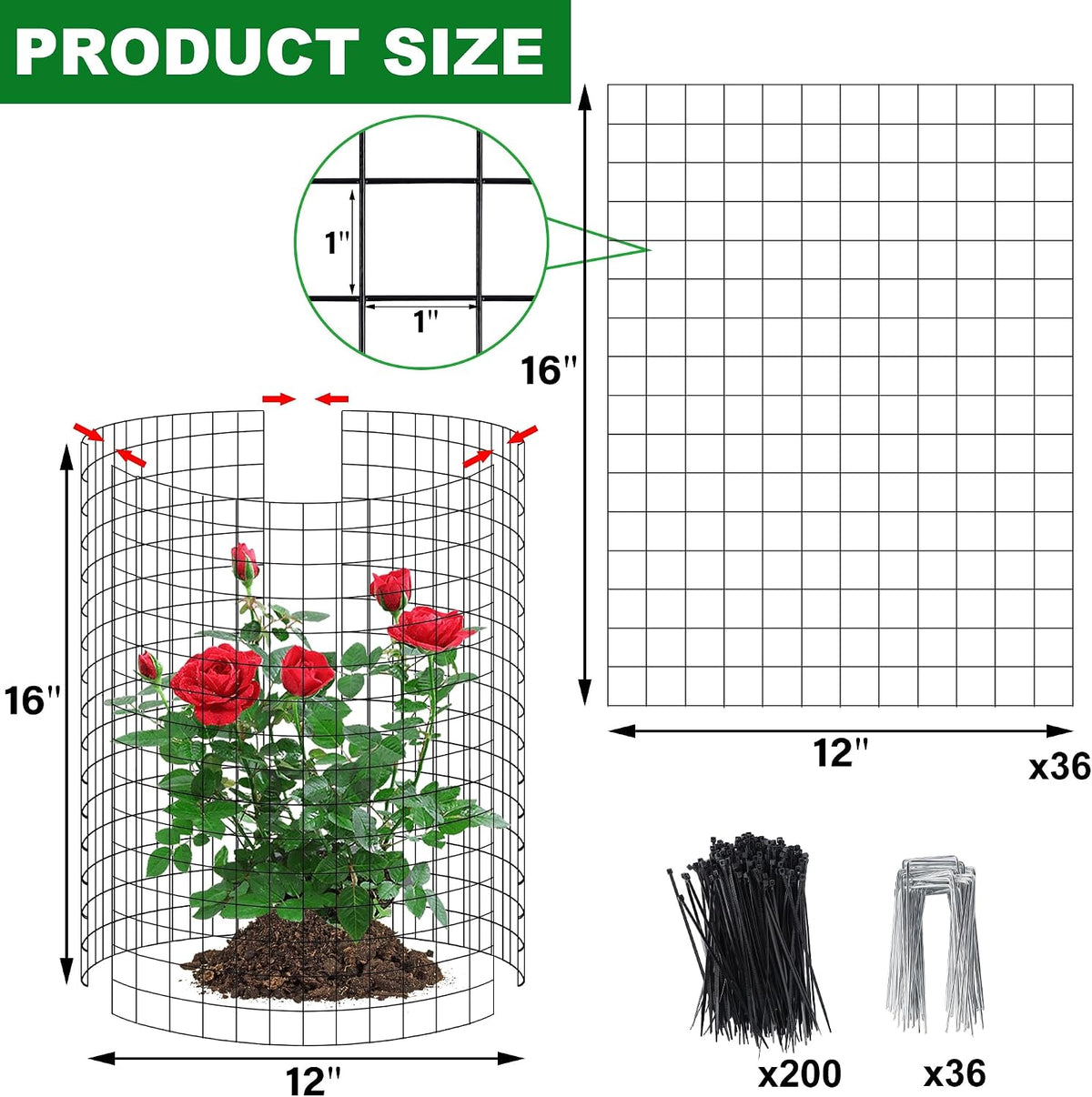 winemana 12 set garden plant protector cage,36 pcs shown in use
