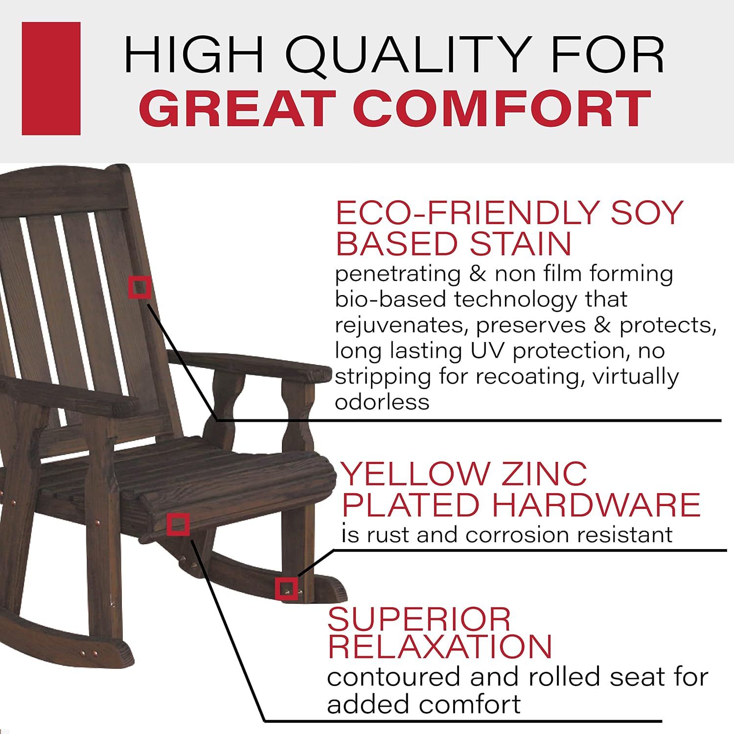 Amish Heavy Duty 600 Lb Mission Pressure Treated Rocking Chair (Dark Walnut Stain)