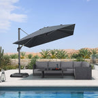 PURPLE LEAF 10 Feet Patio Umbrella Outdoor Cantilever Square Umbrella Aluminum Offset Umbrella with 360-degree Rotation for Garden Deck Pool Patio, Grey