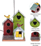 Large Bird Houses for Outside with 3 Compartments for Birds to Nest in | Metal Bird Houses for Outside with Easy Clean Back Doors