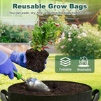 5 Pack 3 Gallon Fabric Grow Bags, Heavy Duty 300G Thickened Aeration Nonwoven Fabric Garden Pots with Handles, Planting Bag for Tomato, Potato, Strawberry, Vegetable, Fruits and Flowers