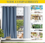 NICETOWN 2 Panels Gazebo Curtains Outdoor Waterproof & Windproof, Top & Bottom Grommet with Back Tab Wind-Break Outdoor Dividers Blackout Blinds with Fixed Rope for Patio, Stone Blue, W52 x L95