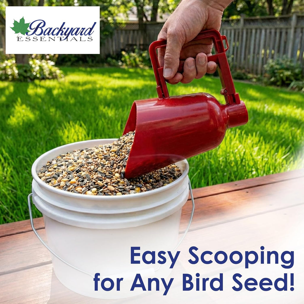Bird Seed Scoop, Quick Release Plastic Scoop for Ease in Filling Bird Feeders, Holds 4 Cups of Seed | One-Hand, Mess-Free Fill - Doubles as a Funnel for All Feeder Types - Holds Up to 4 Cups of Seed
