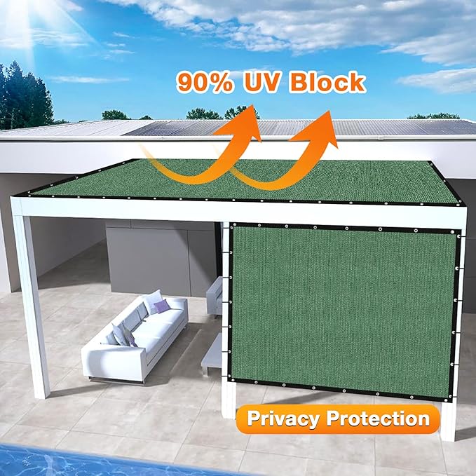 Artpuch Outdoor Pergola Shade Cover 9' X 15' Sun Shade Cloth with Grommets, 90% UV Protection Canopy Patio Privacy Screen (Customized Available) GN107, Green