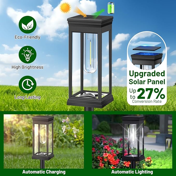 BesLowe Upgraded Solar Pathway Lights Outdoor, 12-Pack Large LED Solar Light Outdoor Waterproof, Super Bright Outside Lights for Yard, Sun-Powered Landscape Lighting for Garden Walkway, Cool White