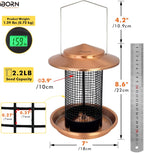 Metal Peanut Bird Feeder for Outdoors, Chew Resistant, 2.2lbs, 1Pk, Copper | Hanging, All-Metal, Detachable & Locking Base, Durable, Mesh Design, Easy to Clean, Spill-Proof